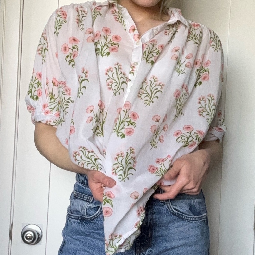 Urban Outfitters Boho Floral Oversized Shirt with Buttons